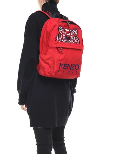 Shop Kenzo Tiger Lg Nylon Backpack In Rosso