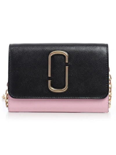 Shop Marc Jacobs Snapshot Chain Shoulder Bag In Black Baby Pink