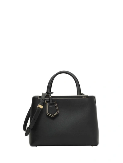 Shop Fendi Black Leather Petite 2jours Handbag In Nero