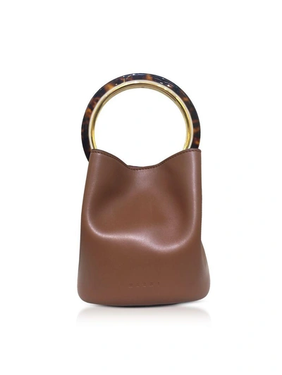 Shop Marni Calfskin Pannier Bag In Brown