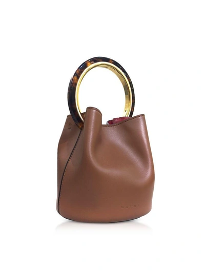 Shop Marni Calfskin Pannier Bag In Brown