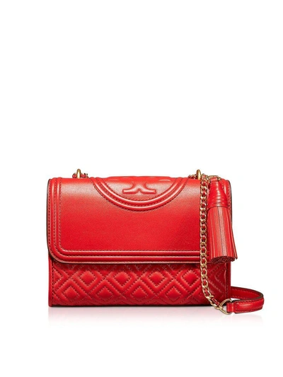 Shop Tory Burch Fleming Exotic Red Leather Small Convertible Shoulder Bag