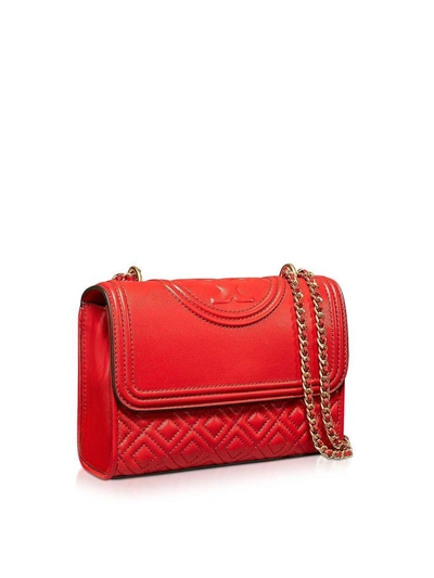 Shop Tory Burch Fleming Exotic Red Leather Small Convertible Shoulder Bag