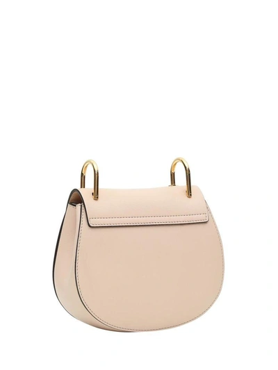 Shop Chloé Leather And Suede Drew Mini Shoulder Bag In Cement Pink