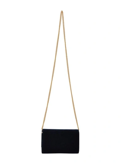 Shop Fendi Mini-bag Velvet Flap In Blue