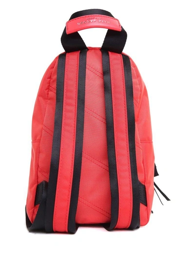Shop Marc Jacobs Treck Pack Mini Leather-trimmed Nylon Backpack In Rosso