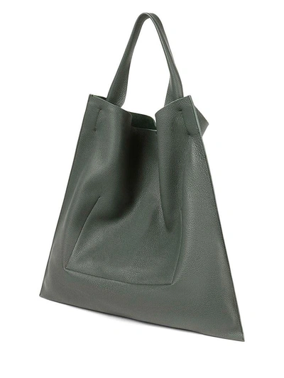 Shop Jil Sander Xiao Md Grained-leather Tote In Verde