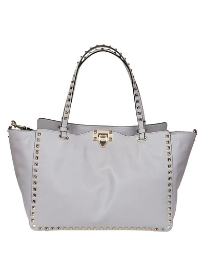 Shop Valentino Studded Tote In Prgray