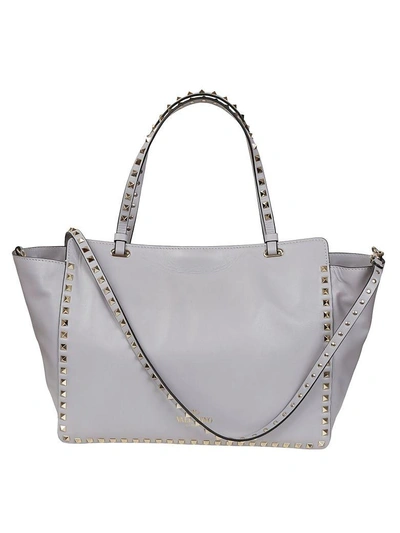 Shop Valentino Studded Tote In Prgray