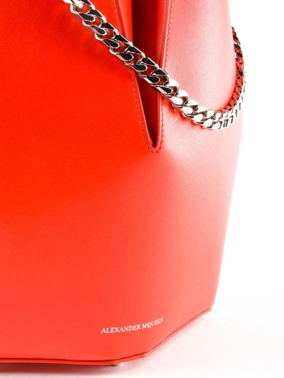 Shop Alexander Mcqueen Logo Bucket Bag In Lust Red