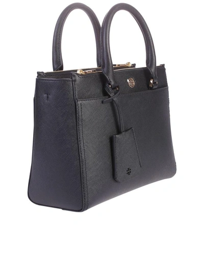 Shop Tory Burch Robinson S Saffiano Leather Bag In Black