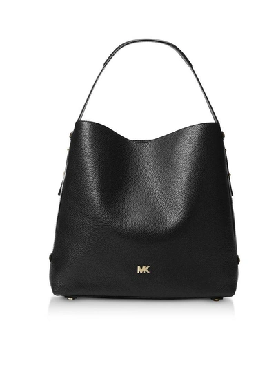 Shop Michael Kors Griffin Large Leather Shoulder Bag In Black