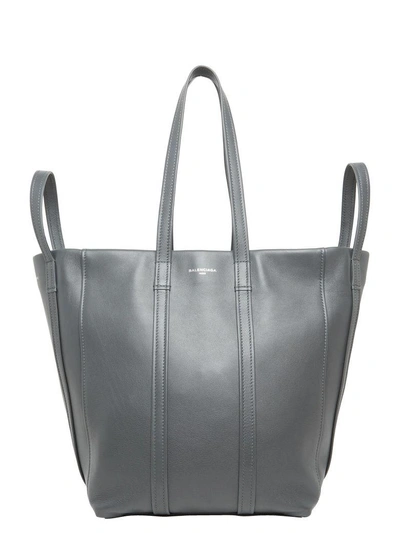 Shop Balenciaga Laundry Cabas S Bag In Grey