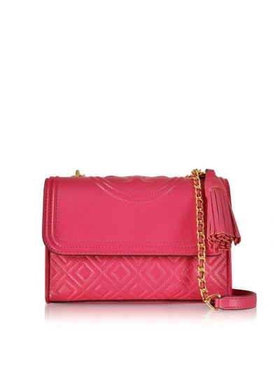Shop Tory Burch Fleming Leather Small Convertible Shoulder Bag In Bright Azalea