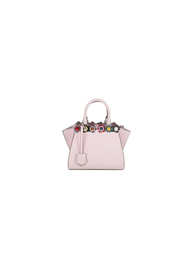 Shop Fendi Bag 3jours Mini Leather Pink Stud In Plexi In Peony