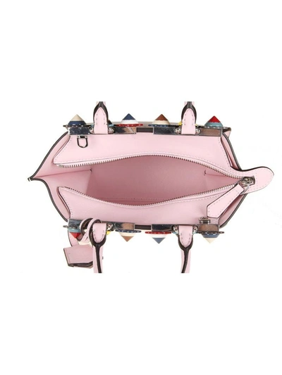 Shop Fendi Bag 3jours Mini Leather Pink Stud In Plexi In Peony