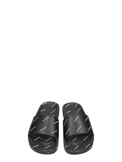 Shop Balenciaga Black Leather Flats Sandals