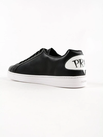 Shop Prada Lace-up Sneakers In Nero+bianco