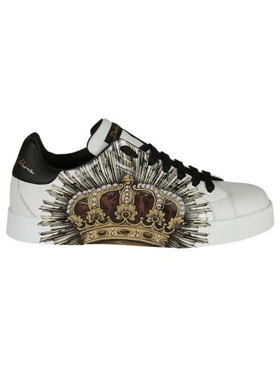 Shop Dolce & Gabbana Graffiti Crown Print Sneakers In White