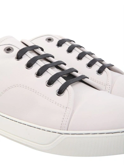 Shop Lanvin Leather Sneakers In Bianco