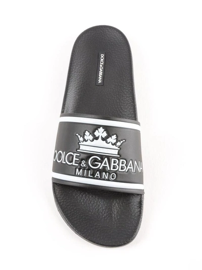 Shop Dolce & Gabbana Saint Barth Sliders In Black/white
