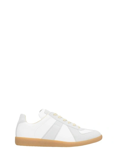 Shop Maison Margiela Replica White Leather Sneakers