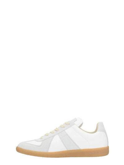 Shop Maison Margiela Replica White Leather Sneakers