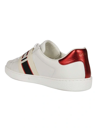 Shop Gucci Logo And Stripe Leather Sneakers