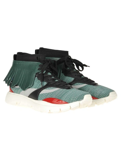 Shop Valentino Heroes Fringe In Emerald + Black