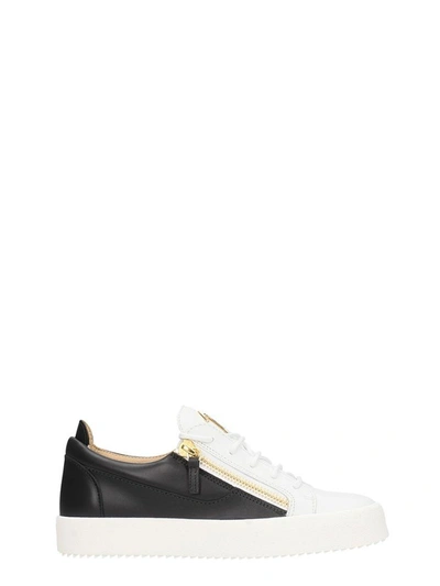 Shop Giuseppe Zanotti Frankie White-black Leather Sneakers