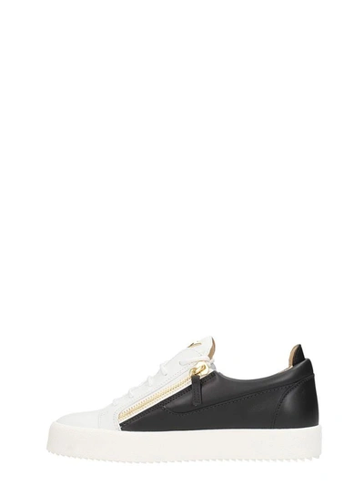 Shop Giuseppe Zanotti Frankie White-black Leather Sneakers