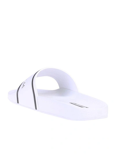 Shop Dolce & Gabbana White Branded Slide Sandals