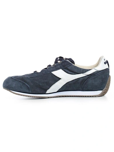 Shop Diadora Logo Detailed Laced-up Sneakers In Blue