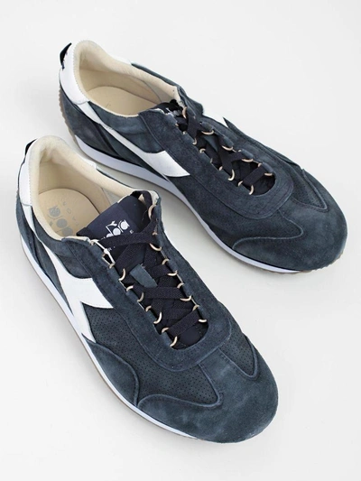 Shop Diadora Logo Detailed Laced-up Sneakers In Blue