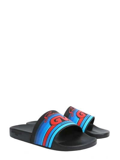 Shop Givenchy Gv Printed Slide Sandals In Blu