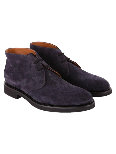 Shop Doucal's Suede Lace-up Shoes In Blue