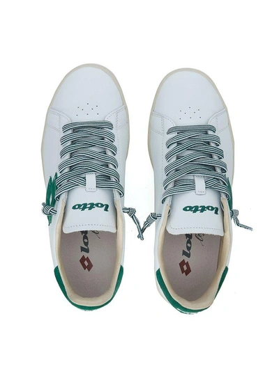 Shop Lotto Leggenda Autograph White And Green Leather Sneaker In Bianco