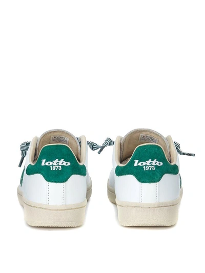 Shop Lotto Leggenda Autograph White And Green Leather Sneaker In Bianco