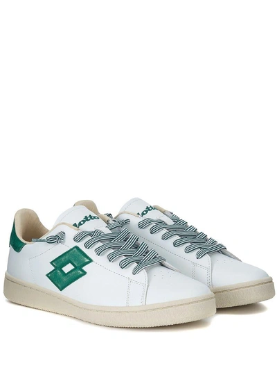 Shop Lotto Leggenda Autograph White And Green Leather Sneaker In Bianco