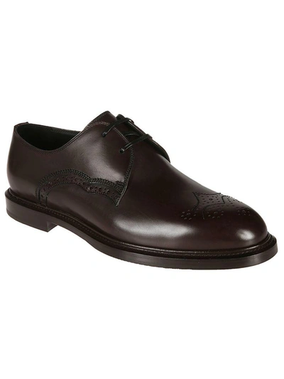 Shop Dolce & Gabbana Perforated Oxford Shoes In Ebony