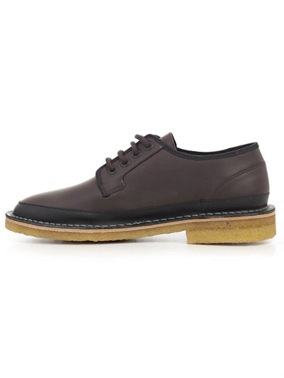 Shop Lanvin Stitched Detailed Derby Shoes In Brown