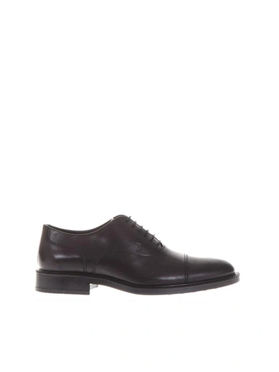 Shop Tod's Black Classic Laced Up Shoes In Leather