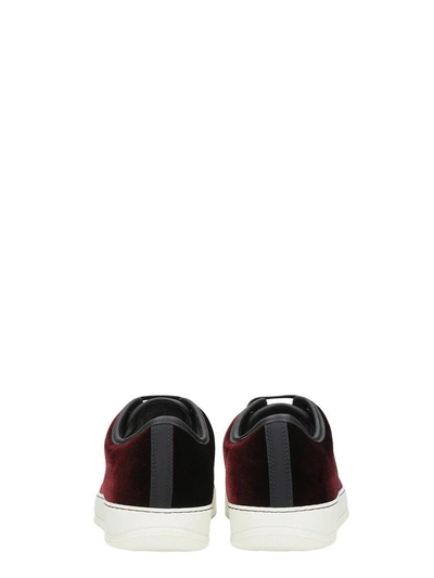 Lanvin Men's Velvet Cap-toe Low-top Sneakers In Bordeaux