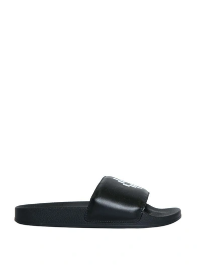 Shop Marcelo Burlon County Of Milan Cross Wing Slides In Nero