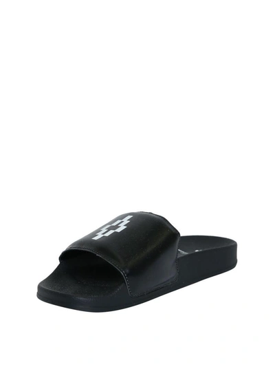 Shop Marcelo Burlon County Of Milan Cross Wing Slides In Nero