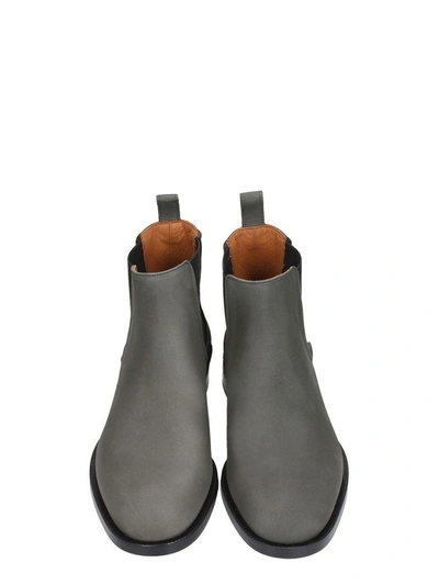 Shop Lanvin Grey Nabuck Chelsea Boots