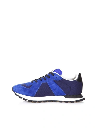 Shop Maison Margiela Blue Replica Runner Sneakers In Suede