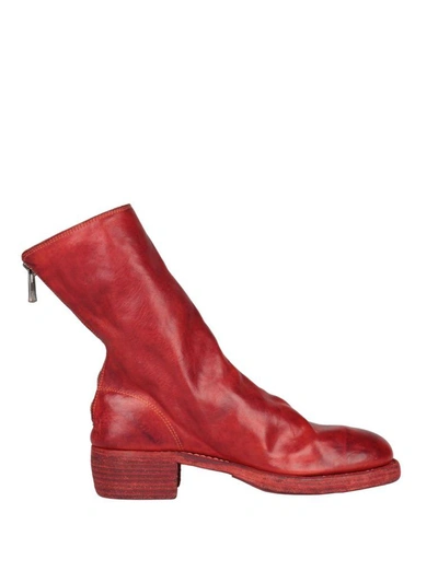 Shop Guidi Horse Lather Back Zip Boots In Rosso