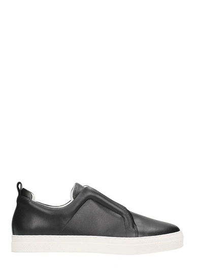 Shop Pierre Hardy Slip On Black Leather Sneakers