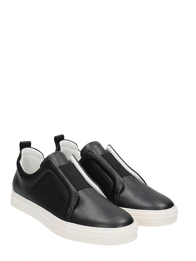 Shop Pierre Hardy Slip On Black Leather Sneakers